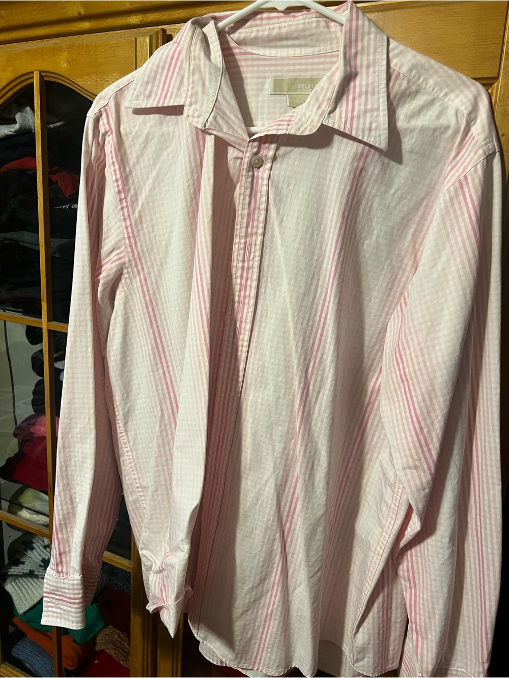 Michael Kors Men’s Light Pink Striped Dress Shirt